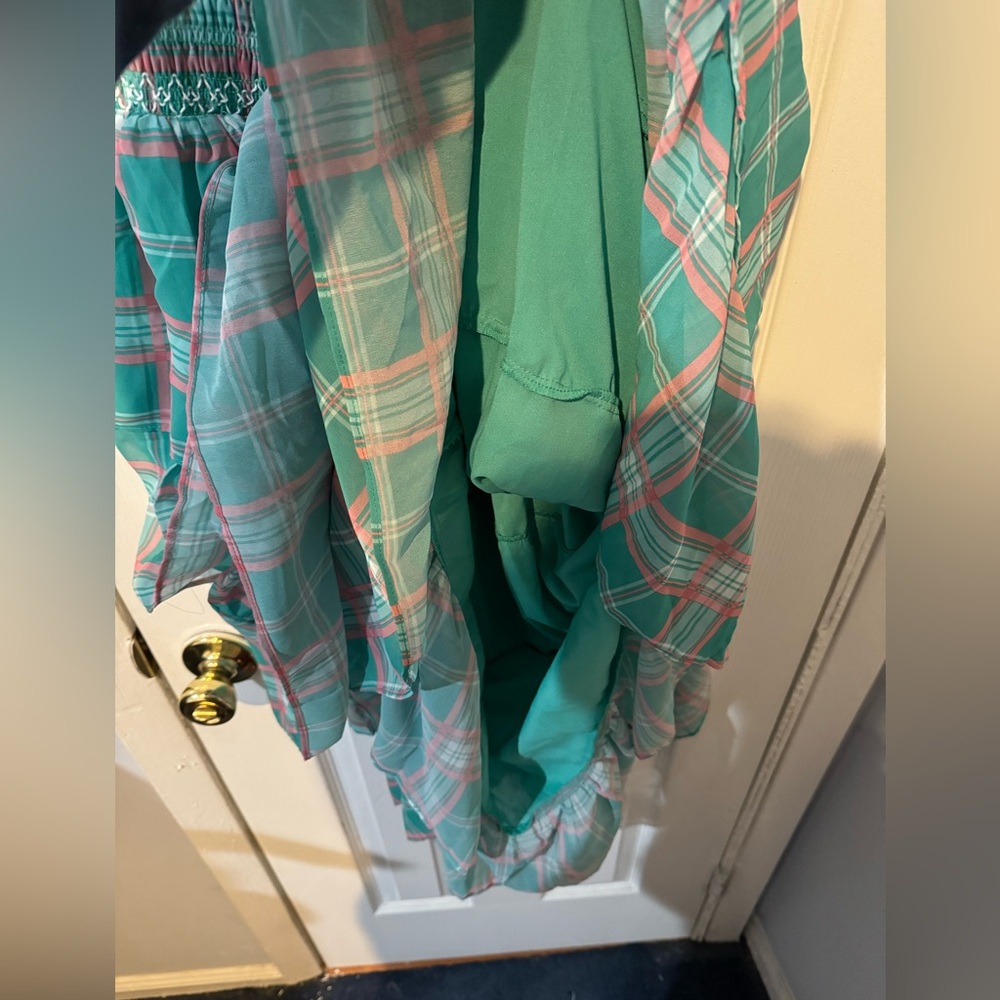 NWT Sleeveless Plaid Smocked Tiered Dress - Picture 8 of 9